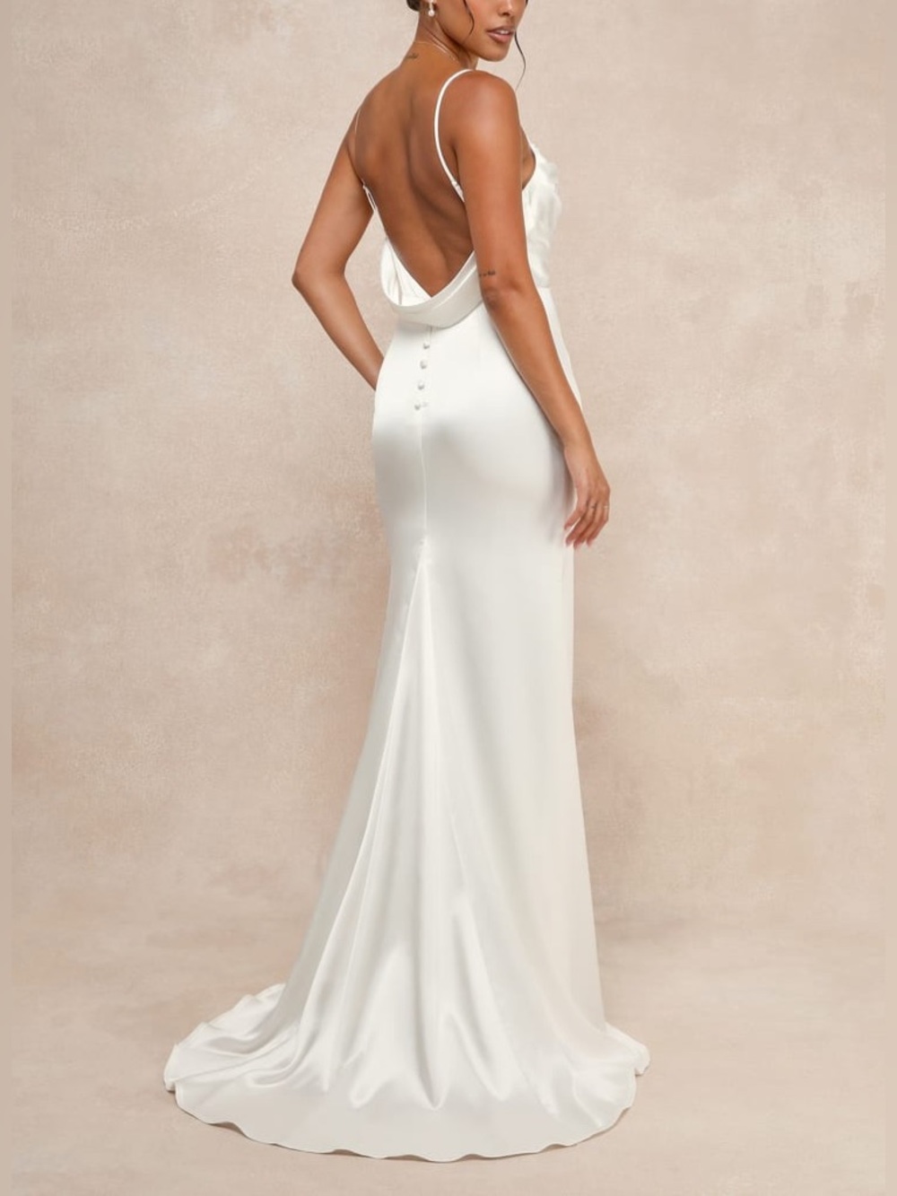 Lulus Lovely Endearment White Satin Sleeveless Backless Maxi Dress